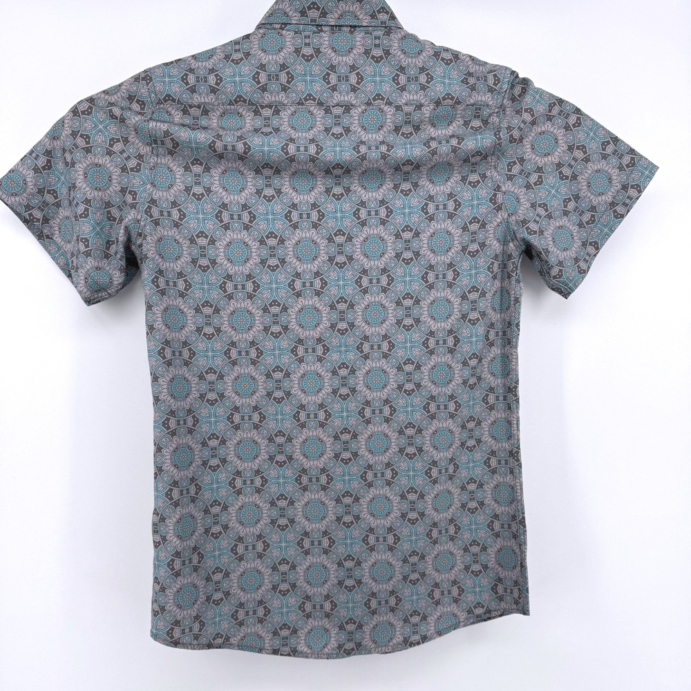 Molokai Surf Co Button Down Shirt Mens Small Grey Turquoise Mandala Pattern - Picture 3 of 7